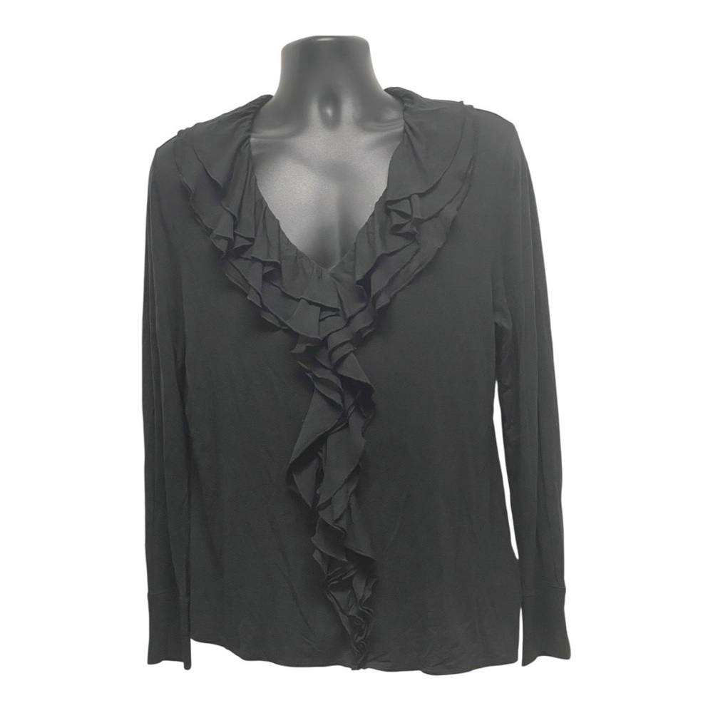 New York & Company Black Ruffle Blouse Size XL – Chic & Workwear Ready